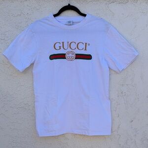 Gucci White Tee with Iconic Logo